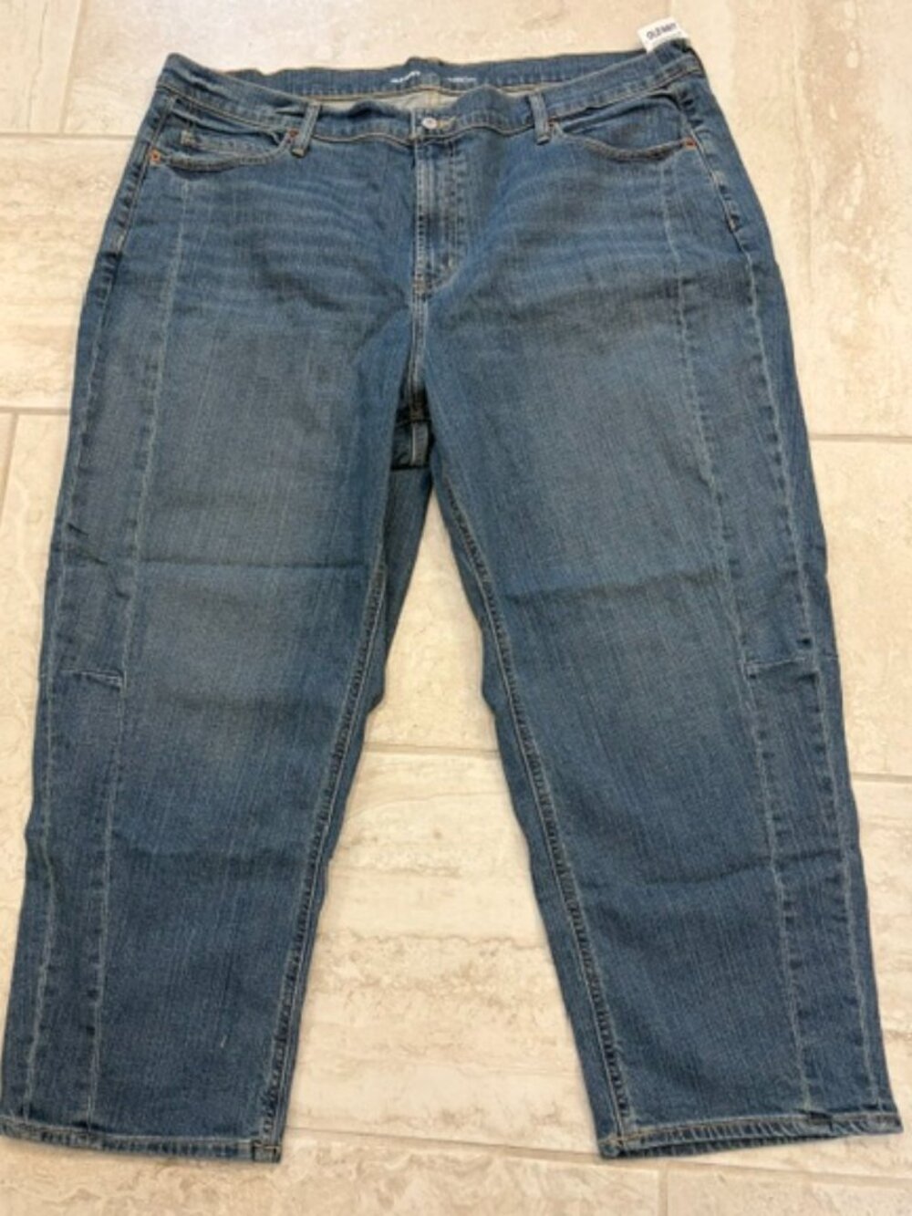 NWT Old Navy Baggy Barrel Leg High-Rise Blue Ankle Jeans Size 20 Classic Denim